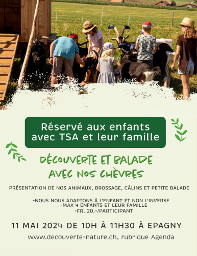Image Sortie avec nos chèvres réservée aux enfants avec TSA et leur famille Image Sortie avec nos chèvres réservée aux enfants avec TSA et leur famille